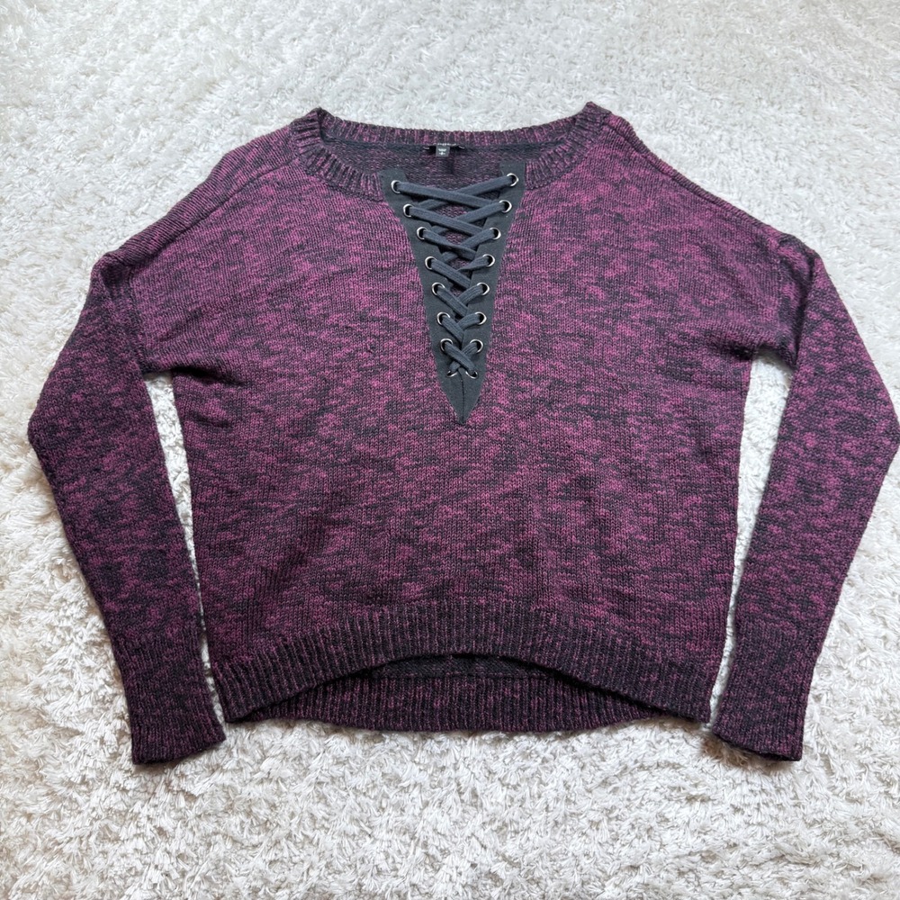 Express Sweater Women's Small Purple Black Marled Lace Goth Romance Whimsigoth